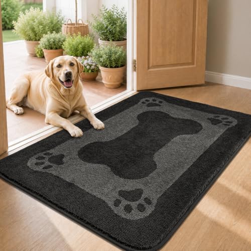 BSICPRO Dog Door Mat 32"x47", Charcoal Gray Dirt Trapping Mud Mat - color: Charcoal Gray, size: 32"x47"