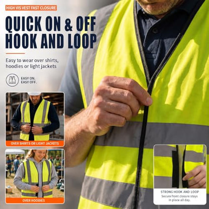 AYKRM 12 colour High visibility viz vest hi vis viz reflective work construction safety vest (XS-8XL) - color: Yellow, size: 2-5Y