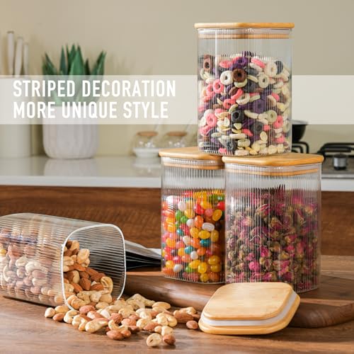 D2scrma 37oz/1.2Qt Square Glass Storage Containers with Lids 4-Pack - size: 37oz*4(Striped)