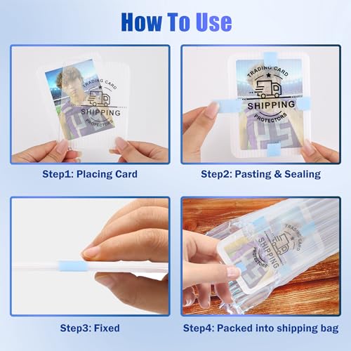 200 Pack Trading Card Shipping Protectors Savers Supplies with Tape Roll