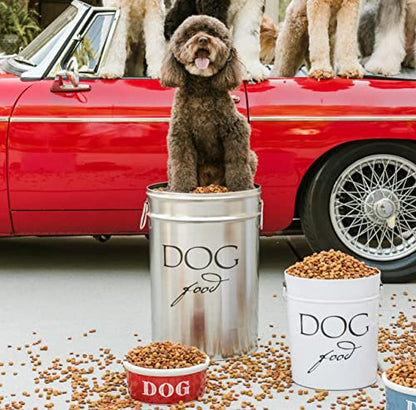 Harry Barker Classic White Dog Food Storage Canister – Large, Airtight Stainless Steel Pet Food Container, Holds Up to 40 lbs Dry Dog Food, Kitchen Counter & Pantry Storage - White - color: White