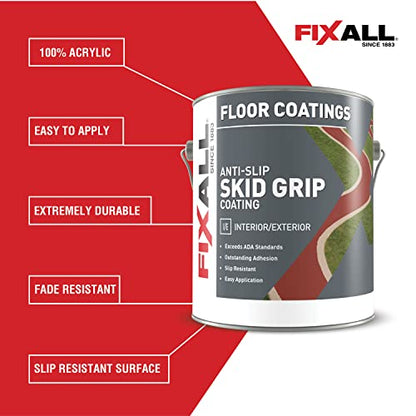 FIXALL Skid Grip Anti-Slip Coating, 1 Gallon, Camel, Exceeds ADA Standards, Ideal for Safety Areas, Slip-Resistant Pavement, Cement & Concrete Paint - color: Camel, size: 128 Fl Oz (Pack of 1)