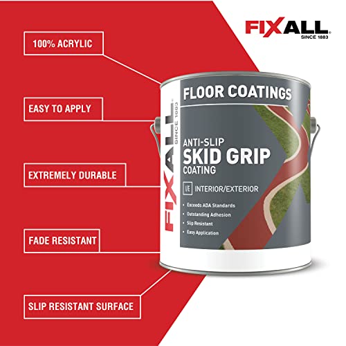 FIXALL Skid Grip Anti-Slip Coating, 1 Gallon, Slate, Exceeds ADA Standards, Ideal for Safety Areas, Slip-Resistant Pavement, Cement & Concrete Paint - color: Slate, size: 128 Fl Oz (Pack of 1)