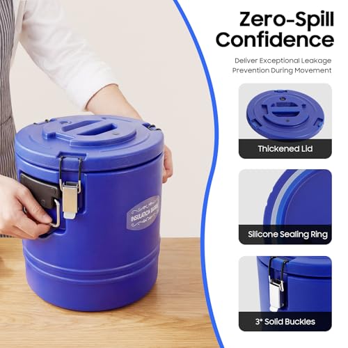 DYNAMI 3.8Gal/15.2Qt Insulated Food Container,Hot Soup Transport Container - color: Blue, size: 3.8 Gal