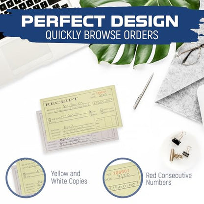 Cash and Rent Receipt Book - 200 Sets of Receipts - 2 Part Carbonless Paper - Ideal for Small Businesses and Landlords