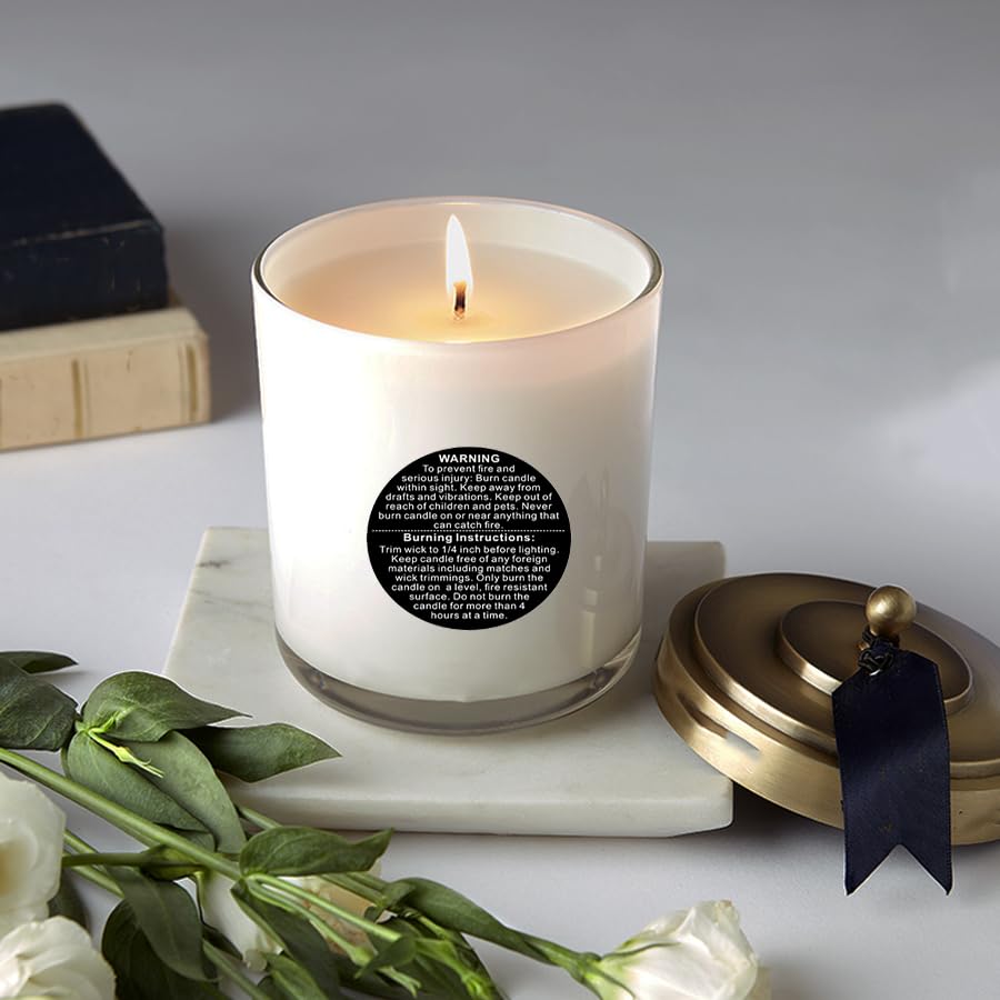 UPSTORE 500 PCS 1.5 inch Black Round Candle Warning Labels - color: Black