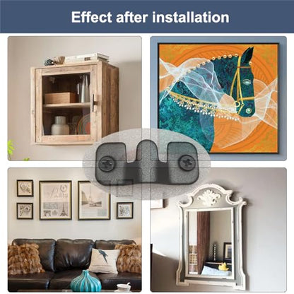 20Pcs Black Flush Mount Bracket 1.73" x 0.75" Stainless Steel Interlock Photo Hanging Buckle, Heavy Duty Picture Hanger Sectional Connector Z Clips Headboard Wall Mounting Brackets with Screws - size: 1.73" x 0.75"/ 2 hole