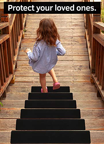 6”x30” Stair Treads Non-Slip Outdoor Tape – (10-Pack) Black Anti-Slip Strips - size: 6"x30"