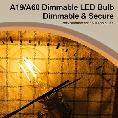 A19 Clear Led Bulbs, E26 Dimmable Edison Bulbs, 2700K Warm Light Led Light Bulb, Soft Yellow White Edison Bulb, 6w Filament Bulb for Light Fixture 6pack/12Pack - color: Clear 2700k Warm White, size: 6W-12 Pack