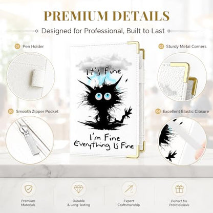 Server Book,7 Pocket Zipper Organizer,Server Books for Waitress - color: Funny Cat
