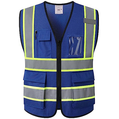 Hi Vis Reflective Safety Vest for Men Women,Meets ANSI/ISEA - color: Blue, size: X-Large