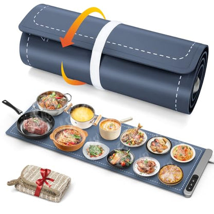 FYY Extra Long Warming Mat for Food, Rapid and Full Surface Heating Navy - color: Navy, size: XXX Large Size: 45"x15"