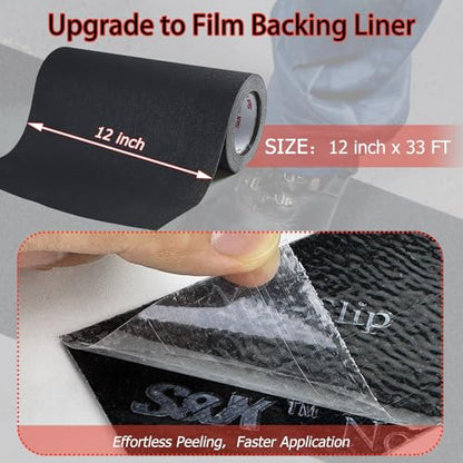 S&X Anti Slip Tape 12in x 33ft Grip Tape for Stairs & Floors, Black - size: 12 inches x 33 feet