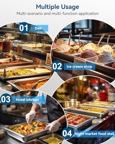 ZeroPone Hotel Pans with Lids, 4 Pack Full Size, 2.5" Deep - color: 2.5" Deep 4 Pack, size: 1/1 Size