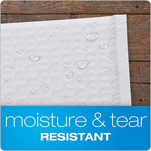 Quality Park Bubble Mailers, 8.5 x 11 Shipping Envelopes, Water Resistant White Poly Padded Envelopes, Redi-Strip Peel Off Closure, 25/Box (QUA85859) - size: One Size