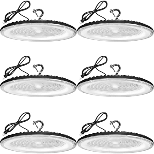YANYCN 6 Pack 500W UFO Led High Bay Light Fixture,120VAC,5000K Daylight 75000LM Commercial Shop Bay Lighting,[2200W MH/HPS Equiv.] US Plug Area Lighting for Warehouse/Barn/Gym/Factory/Workshop - size: 500W 6pack UFO Led High Bay light