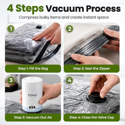 Compression Packing Bags with Rechargeable Air Pump, 20 Pack Combo Size Vaccum Bags for Luggage and Suitcase, Space Saver Vacuum Storage Bags for Clothes, Bedding, Blankets and Moving