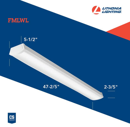 Lithonia Lighting 4' Low-Profile LED Wraparound Light Fixture, 4000K, 120V - color: 4000K Cool White, size: 48 inches, style: 120V