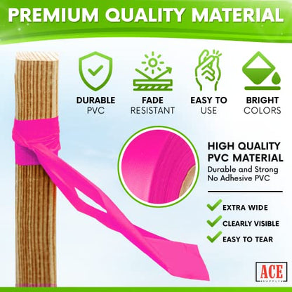 ACE Supply Purple Flagging Tape 12 Pack - Non-Adhesive Purple No Trespassing Tape - 1.5 Inch Width, 150 Ft Length, 2 Mil - Tree Marking Ribbon, Surveyors Ribbon, No Hunting - color: Purple, size: 12 Pack