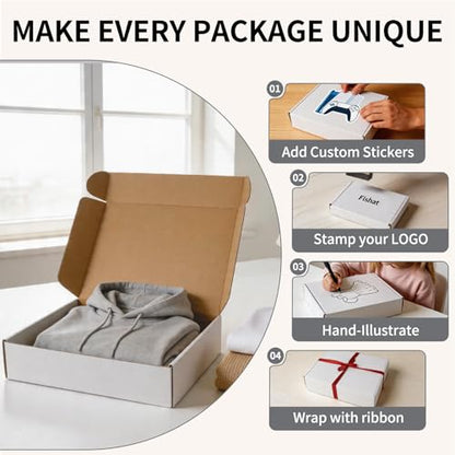 Fishat 13" x 10" x 3" White Corrugated Cardboard Shipping Boxes Set of 25 - size: 13" x 10" x 3"