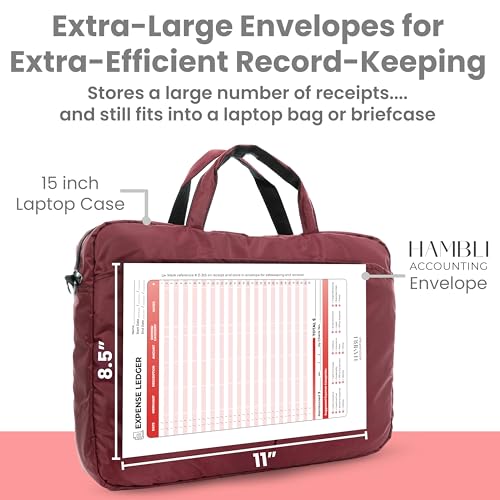 Extra Large Receipt Envelope & Receipts Organizer (Pack of 18) - Efficiently Manage Business Expenses & Log Mileage Trips - 8.5” x 11.0” Inches, Red Color- Business Ledger for Small Business - color: Red