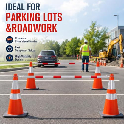 6 Pack Retractable Traffic Cone Bars, 4.04-7.22 ft, Cones Not Included