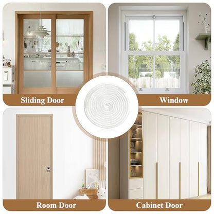 Supkiir 65.6Ft Brush Weather Stripping, 0.4" WideX0.6 Thick Door Seal Brush, Self Adhesive Window Insulation Seal White Weatherstrip Brush for Soundproofing Dust-Proof Waterproof Windproof
