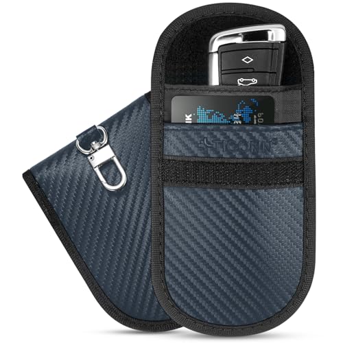 TICONN 2PK Faraday Bag for Car Key Fob, Anti-Theft NFC RFID Blocking Pouch - color: Navy, size: Small