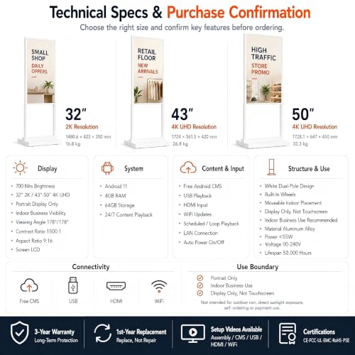 32" Floor Standing Digital Signage Kiosk - size: 32 Inch