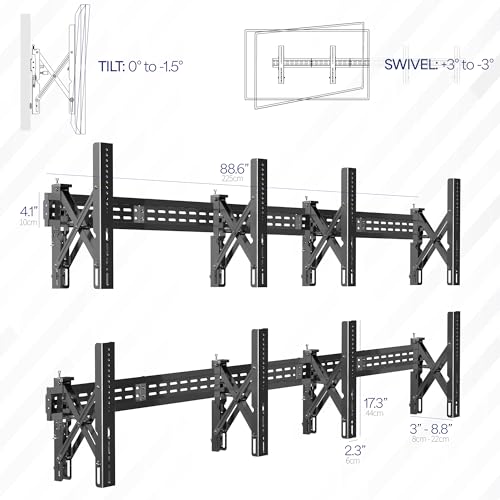 VIVO Black Pop-Out 2x2 Video Wall Mount for 37-65 in TVs, MOUNT-VW65-4 - size: 37" to 65" TVs, style: 2x2 mount
