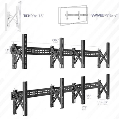 VIVO Black Pop-Out 2x2 Video Wall Mount for 37-65 in TVs, MOUNT-VW65-4 - size: 37" to 65" TVs, style: 2x2 mount
