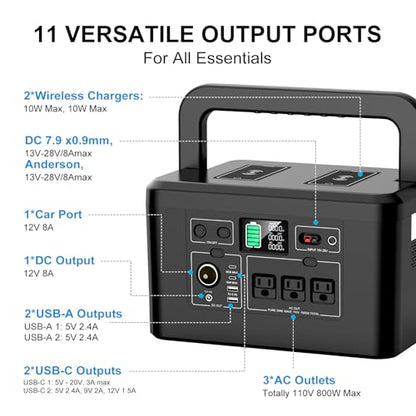 800W Portable Power Station, 740Wh Solar Generator for Camping - color: Black White