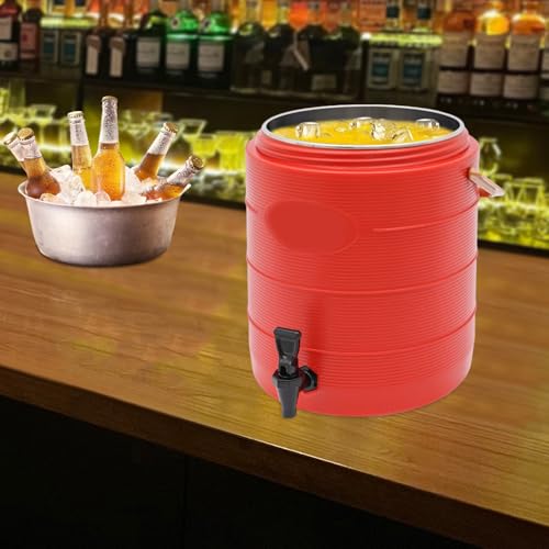 Insulated Beverage Dispenser 3 Gal/6.6Gal, Stainless Steel Commercial Drink Dispenser with Spigot, 24H Hot/Cold Thermal Carafe for Coffee, Tea, Water, Parties (Red, 6.6Gal/25L) - color: Red, size: 6.6Gal/25L