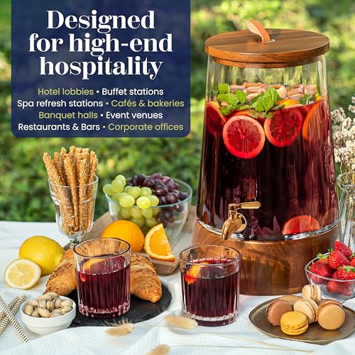 FOODLE Glass Drink Dispenser with Spigot - Beverage Dispenser with Stand - size: 3 Gallon