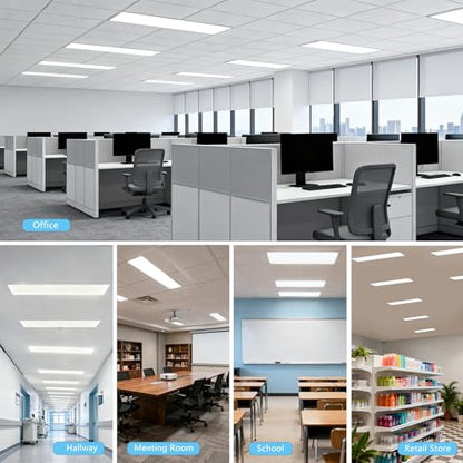 1x4 LED Panel Light,6000 LM,Selectable 3CCT,0-10V Dimmable,2Pack - size: 1x4-2Pack