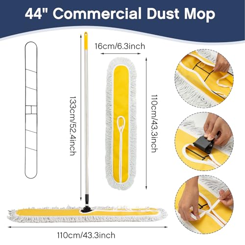 Suclain 2 Pack Dust Mop with Adjustable Handle, Floor Sweeper, 43 Inch