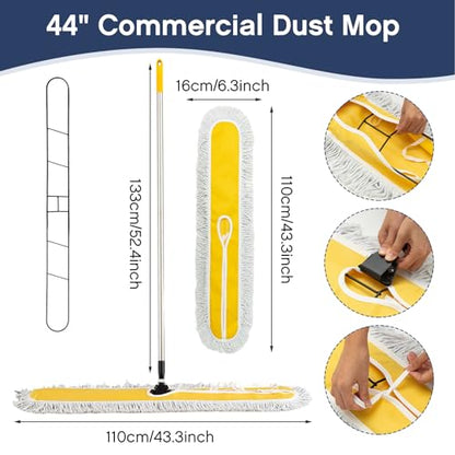 Suclain 2 Pack Dust Mop with Adjustable Handle, Floor Sweeper, 43 Inch