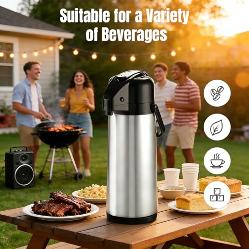 Coffee Carafe, 102 fl oz/3 L Airpot Coffee Dispenser with Pump - color: 3L-Stainless Steel Color