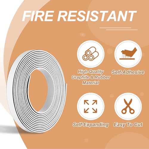 Smoke Fire Seal Strip 9.8Ft 12mm/0.47" Wx 2mm/0.08" T White