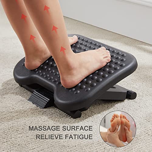 HUANUO Adjustable Foot Rest for Under Desk with Massage Surface and Tilt - color: Black, size: 17.13X13.19 Inch