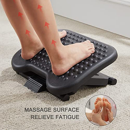 HUANUO Adjustable Foot Rest for Under Desk with Massage Surface and Tilt - color: Black, size: 17.13X13.19 Inch