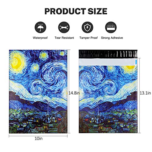 10X13 (100 Pack) Poly Mailer Envelope Plastic Custom Mailing & Shipping Bags - Self Seal (Starry Night) - color: Starry Night