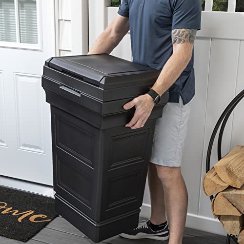 Step2 Atherton Large Garbage Container, Indoor/Outdoor Trash Can with Lid, Weather Resistant, Made of Durable Plastic, Weather-Resistant, Onyx Black - color: Onyx Black
