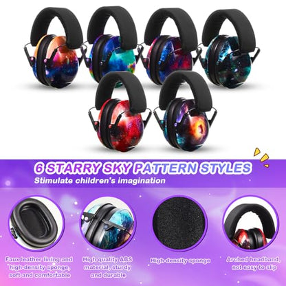 Amylove 12 Pcs Kids Noise Cancelling Headphones Ear Muffs Starry Sky Style (Pack of 2) - size: Universal Fit (kids & Adults) (Pack of 2), style: Starry Sky Style