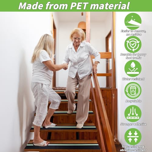 Oleitodh Anti-Slip Traction Tape, 2In x 60Ft, Glow-in-Dark Green Stripe - color: Luminescent, size: 2 in x 60 ft