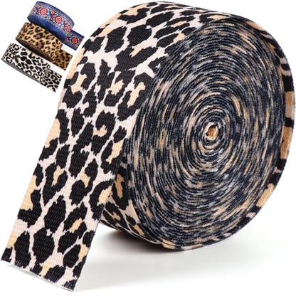 Webbing 1.5 Inch Nylon Webbing Straps for Strap-Polyester Webbing 6 Yards- 1.5" Pale Leopard Nylon Webbing -1 1/2 inch Strapping for Sewing Bag Purse Straps - color: Pale Leopard-6 Yards