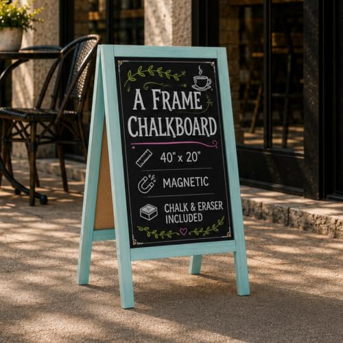 Ilyapa A Frame Chalk Board Easel Sign 40x20 in - Sandwich Signs Outdoor - color: Turquoise