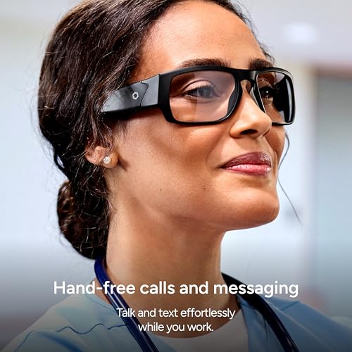 Lucyd Armor Smart Safety Glasses, TR90 Frame, Light Adaptive Lenses, Open Ear Speakers & Microphone - ANSI Z87.1 - style: Vantage Photochromic