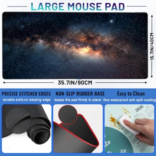 Large Mouse Pad for Desk Gaming Mouse Pad Desk Mat Pad for Keyboard Mouse - color: Cosmic Starry Sky