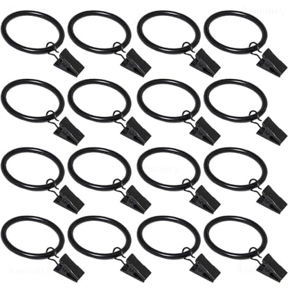 16 Pack Curtain Rings with Clips, Window Clip Rings Black Curtain Hooks Hangers Clip Rings for Hanging Drapery Drapes Bows, Small 1.26 Inch in Diameter, Fits up to 1" Rod - color: Black, size: 16pcs-1.26in